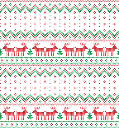 Knitted Christmas and New Year pattern for printのイラスト素材