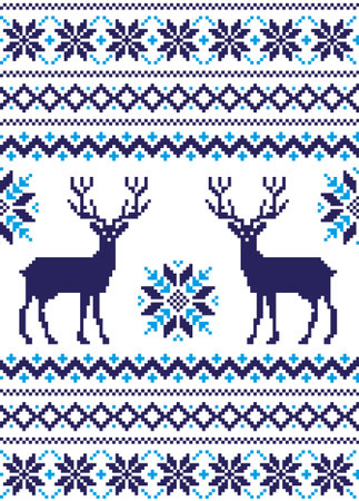 New Year's Christmas pattern pixel for print 2018のイラスト素材
