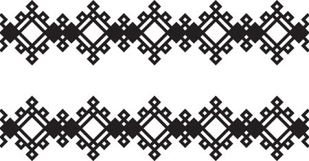 Set of vertical seamless borders for design. Black laced silhouette isolated on white background. Vector illustration.のイラスト素材