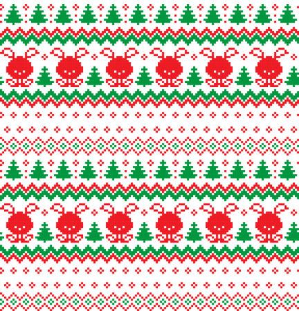 New Year's Christmas pattern pixelのイラスト素材