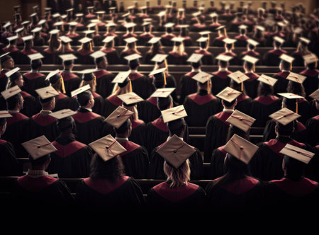 shot of graduation hats during commencement success graduates of the university, Concept education congratulation. Graduation Ceremony ,Congratulated the graduates in University.の素材