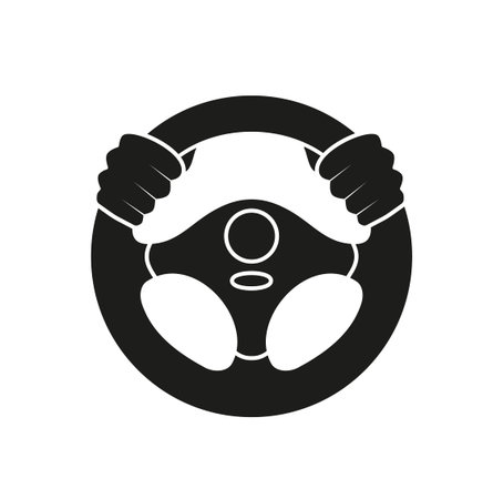 Steering wheel icon. Hands on steering wheel. driver. driving car. test drive. Landing page driving lessons.Vector icon isolated on background. Eps 10のイラスト素材