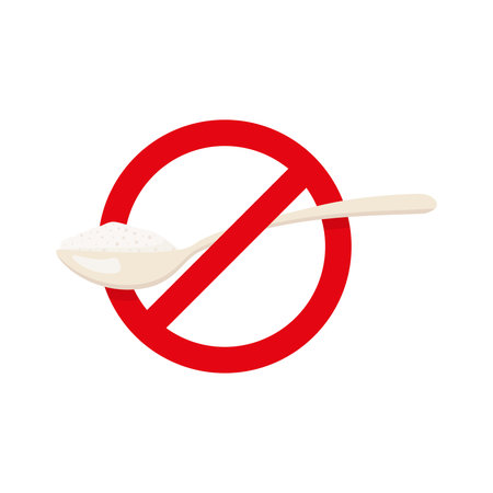 sugar free. No sugar sign. An Illustration of Forbidden or Prohibition Sign on Different Types of Sweet Food Eps10のイラスト素材