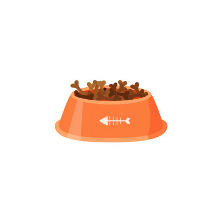 Dog, cat, animal or pet full food bowl vector illustration. Simple clipart logo icon flat design. Eps 10のイラスト素材