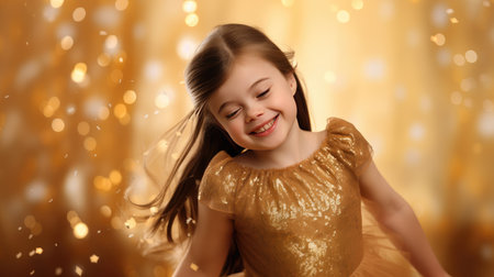 Happy little girl with Down syndrome, break down barriers and promote the idea that everyone deserves respect, opportunity and happiness, regardless of their ability.の素材