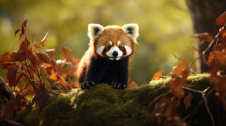 A breathtaking shot of a Red Panda his natural habitat, showing his majestic beauty and strength.の素材