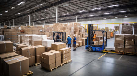 Warehouse Wholesale Merchandise Distribution. Ideal for wholesale industry publications and business...