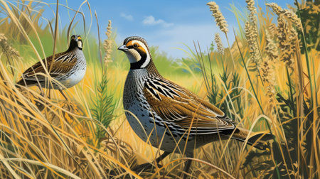 A breathtaking shot of a Quail his natural habitat, showing his majestic beautyの素材