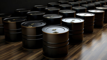 Barrels of Wealth, Oil drums, representing the profitability of the petroleum industry.の素材