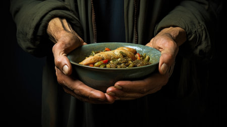 Feeding the Hungry, Conceptual representation of hope and assistance for homeless individuals facing poverty.の素材