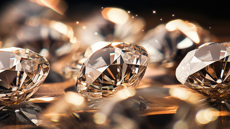 close-up, diamonds reveal their inner brilliance, with reflections that speak of luxury and the finest craftsmanshipの素材