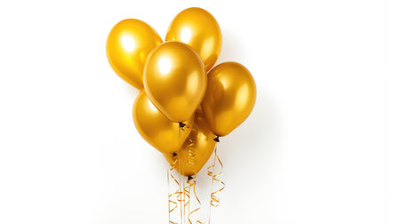 Celebrate in the New Year in style with golden balloons. festive atmosphere with these design elements.の素材