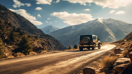 unforgettable journey along a serpentine road carved into the rugged rock. Experience the thrill of an adventurous mountain driveの素材