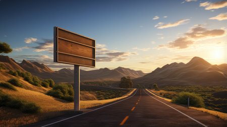 Stay safe on the road. A highway sign provides essential information for your travel journeyの素材