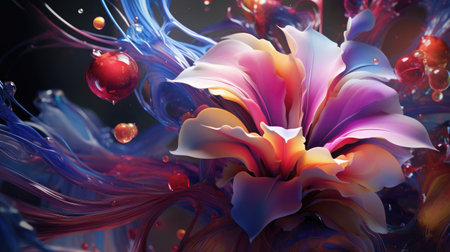 world of abstraction with a burst of vibrant colors and creative design, a unique piece of contemporary artの素材