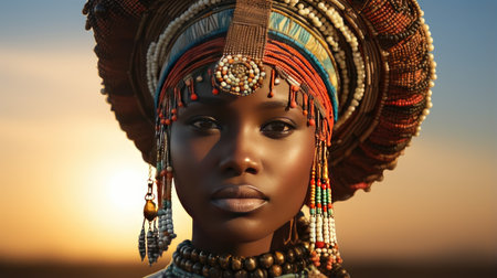 Black woman, face and beauty portrait in studioの素材