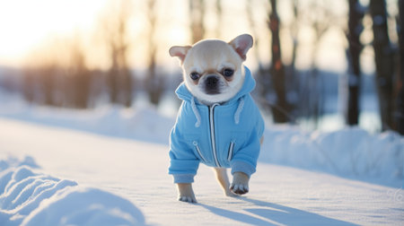 Dress your furry friend in adorable winter gear for a fun day in the snow parkの素材