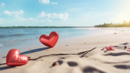 Wedding Dreams: Heartfelt connection on a sandy beach, perfect for Valentine's and wedding concepts.の素材