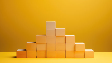Climbing to Success: Building a stable foundation for business achievement with wooden blocksの素材