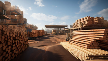world of wood processing through our stunning visuals of timber logs, lumber factory, and the raw materials used in this thriving industry.の素材