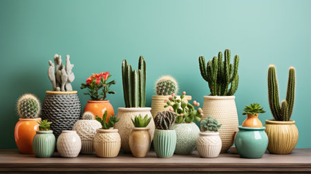 Transform your living space with our stylish cactus and succulent plants in decorative pots. Add a touch of greenery to your home's interior designの素材