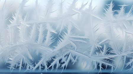Nature's Frostwork: Explore the unique and intricate ice patterns on a winter window, a testament to the beauty of cold weatherの素材