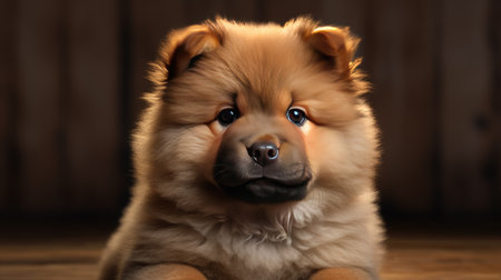 Adorable Chow Chow puppy with its captivating puppy dog eyes, a loyal and fluffy companion to brighten your designsの素材