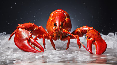 the essence of marine cuisine with this stunning image of a delicious red crustacean. Ideal for seafood markets and gourmet dining establishmentsの素材