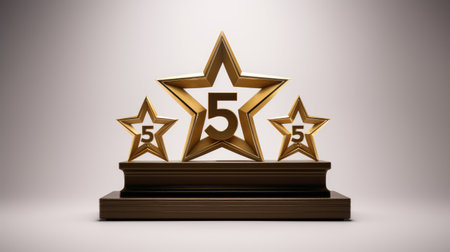 A symbol of excellence that tells a story. Achieve premium status with the golden stars of success and luxuryの素材