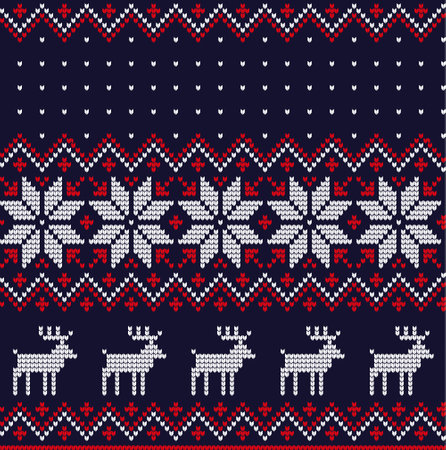 Knitted Christmas and New Year patternのイラスト素材