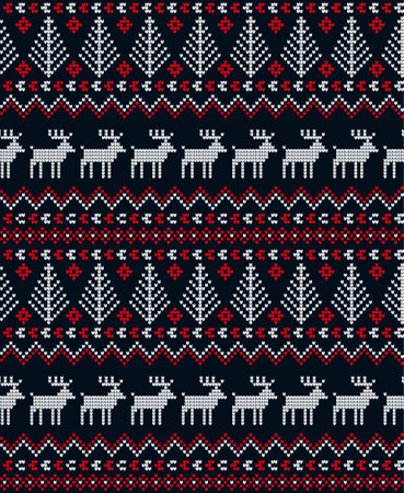 Knitted Christmas and New Year patternのイラスト素材