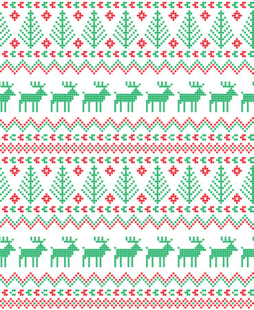 Knitted Christmas and New Year patternのイラスト素材
