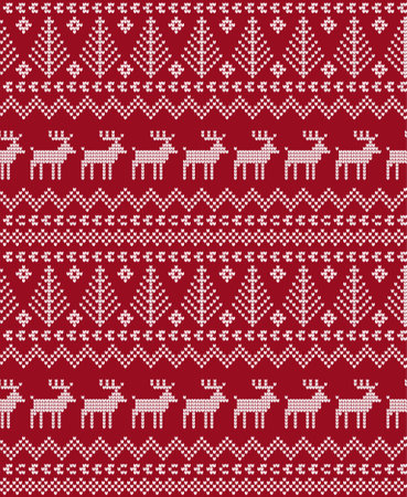 Knitted Christmas and New Year patternのイラスト素材