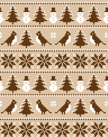 Knitted Christmas and New Year patternのイラスト素材