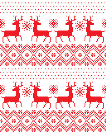 New Year's Christmas pattern pixelのイラスト素材