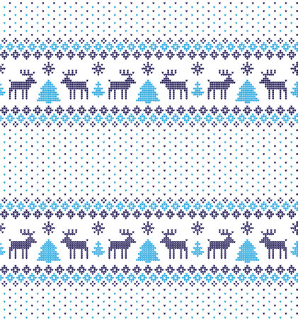Knitted Christmas and New Year patternのイラスト素材