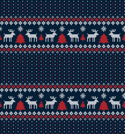 Knitted Christmas and New Year patternのイラスト素材
