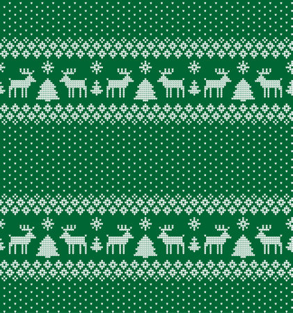 Knitted Christmas and New Year patternのイラスト素材