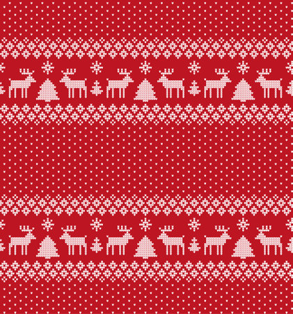 Knitted Christmas and New Year patternのイラスト素材