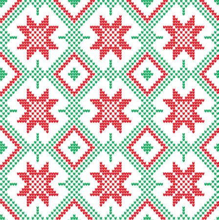 Knitted Christmas and New Year patternのイラスト素材