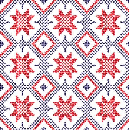 Knitted Christmas and New Year patternのイラスト素材
