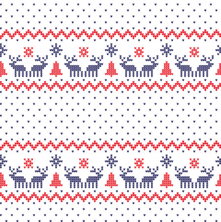 Knitted Christmas and New Year patternのイラスト素材