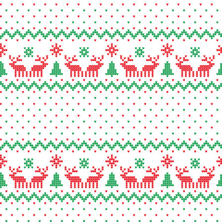 Knitted Christmas and New Year patternのイラスト素材
