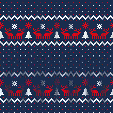 Knitted Christmas and New Year patternのイラスト素材