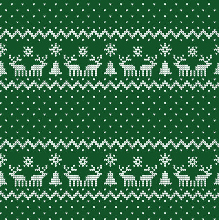 Knitted Christmas and New Year patternのイラスト素材