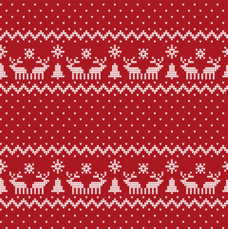 Knitted Christmas and New Year patternのイラスト素材