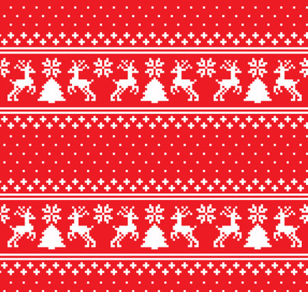 New Year's Christmas pattern pixelのイラスト素材