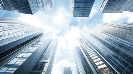 various skyscraper buildings, showcasing the architectural elegance of a modern metropolis.の素材