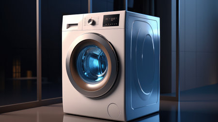 Effortless Laundry Days - Transform your designs with this 3D illustration of a white washing machine on an isolated background. Showcase the modern convenience of laundryの素材
