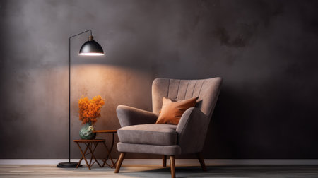 Cozy Reading Nook: Create your ideal reading nook with a comfortable armchair and a well-lit space, all in a stylish room interior. Perfect for relaxation and leisure.の素材